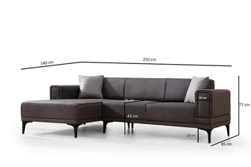 Naoko Sovesofa med chaiselong - Mørkegrå - Møbler - Sofaer - Sovesofaer