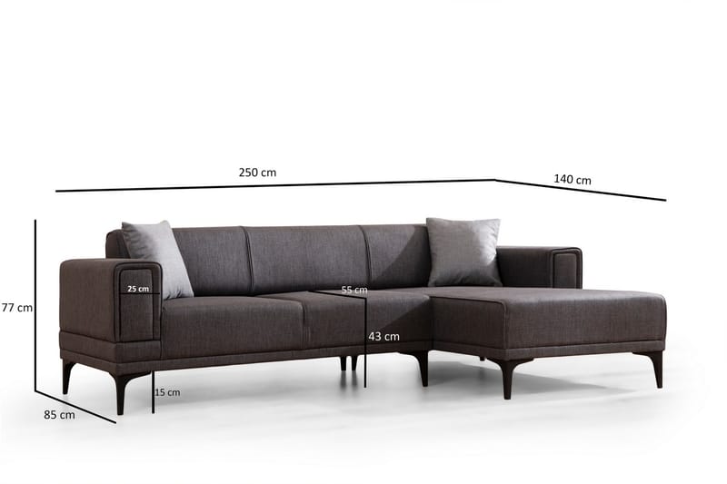 Naoko Sovesofa med chaiselong - Mørkegrå - Møbler - Sofaer - Sovesofaer
