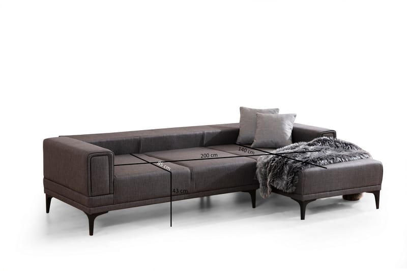 Naoko Sovesofa med chaiselong - Mørkegrå - Møbler - Sofaer - Sovesofaer