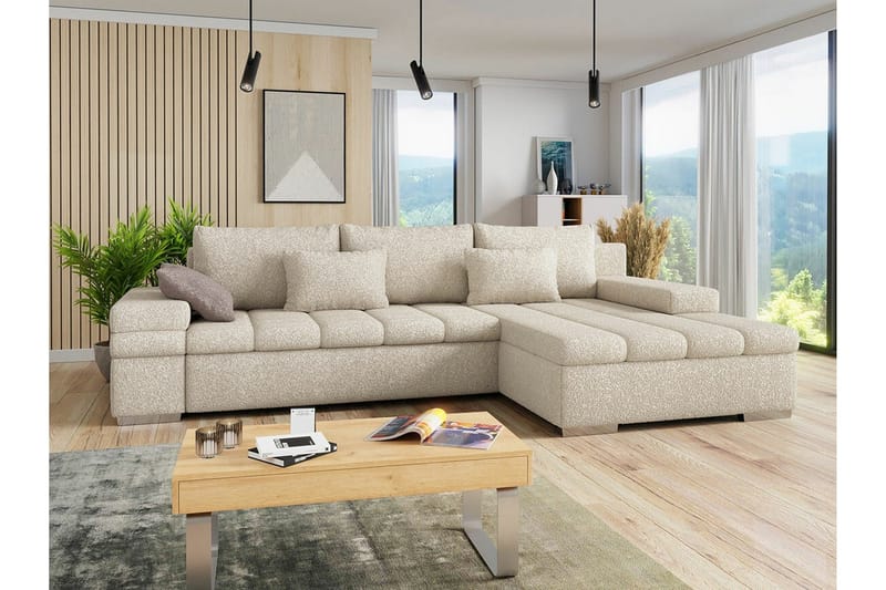 Naoma 3-sits Hörnbäddsoffa Beige - Møbler - Sofaer - Sovesofaer