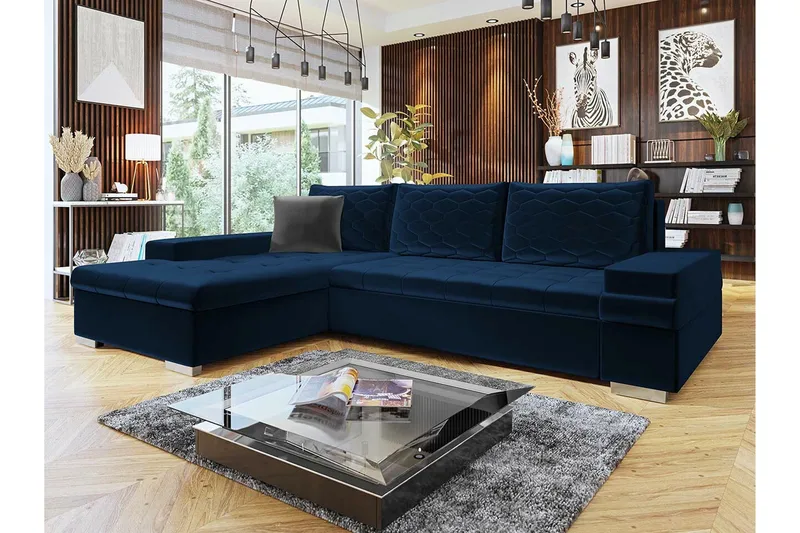 Naoma 3-sits Hörnbäddsoffa Dark blue - Møbler - Sofaer - Sovesofaer