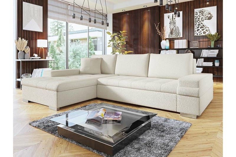 Naoma 3-sits Hörnbäddsoffa NO_BRAND Acacia||White - Møbler - Sofaer - Sovesofaer