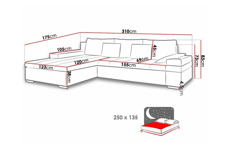 Naoma 3-personers hjørnesovesofa - Møbler - Sofaer - Sovesofaer