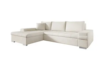 Naoma 3-personers Venstre L-formet Sovesofa 135x216 cm med Chaiselong i Bouclé - Hvid - Møbler - Sofaer - Sovesofaer
