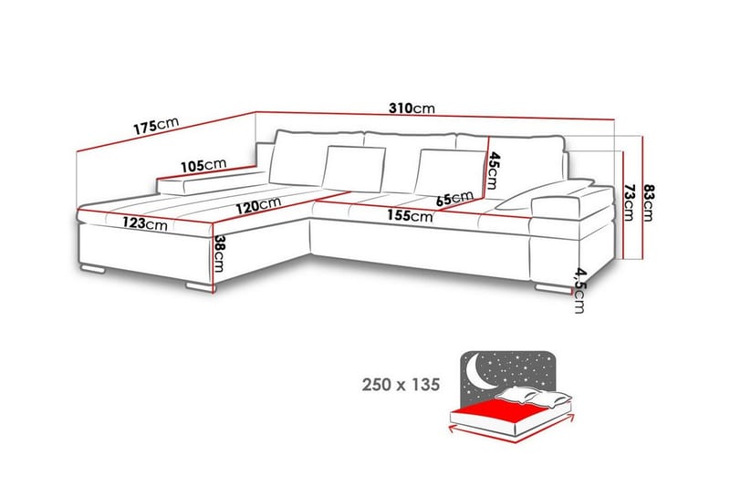 Naoma 3-personers Hjørnesovesofa - Beige - Sovesofaer - Hjørnesovesofa