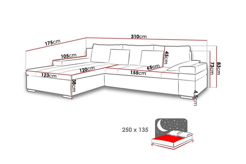Naoma 3-personers Hjørnesovesofa - Beige - Møbler - Sofaer - Sovesofaer