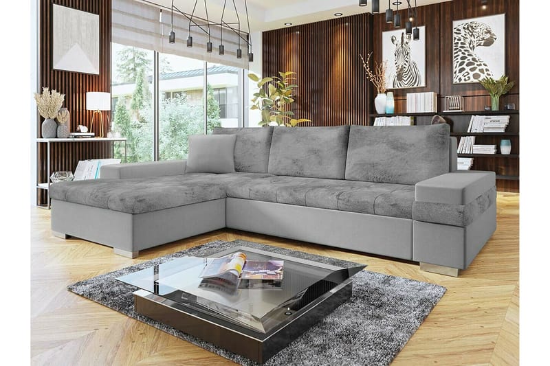 Naoma 3-personers Hjørnesovesofa - Lysegrå - Møbler - Sofaer - Sovesofaer