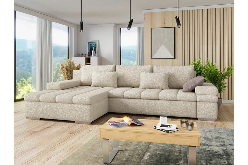 Naoma 3-personers Hjørnesovesofa - Beige - Sovesofaer - Hjørnesovesofa