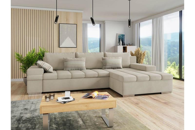 Naoma 3-personers Hjørnesovesofa - Beige - Møbler - Sofaer - Sovesofaer