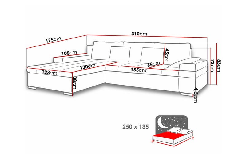 Naoma 3-personers Hjørnesovesofa - Beige - Sovesofaer - Hjørnesovesofa