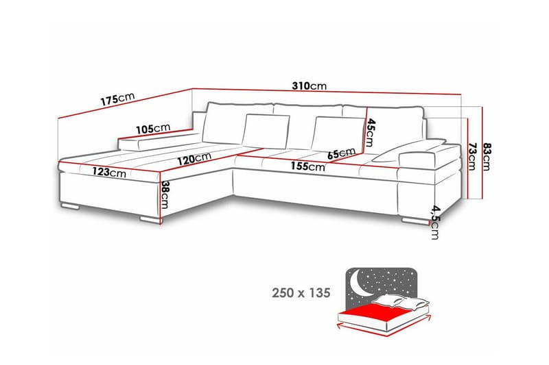 Naoma 3-personers Hjørnesovesofa - Beige - Møbler - Sofaer - Sovesofaer