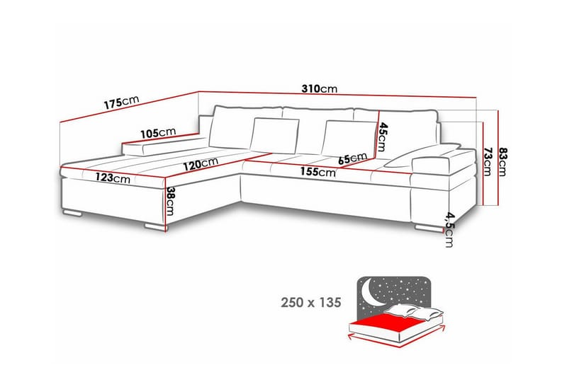 Naoma 3-personers Hjørnesovesofa - Beige - Sovesofaer - Hjørnesovesofa