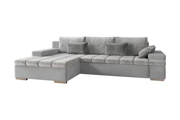 Naoma 3-Pers Sovesofa med Chaiselong L-formet Venstre Opbeva - Velour/Grå - Møbler - Sofaer - Sovesofaer