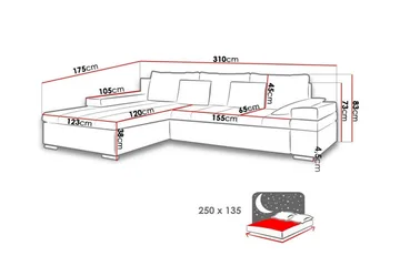 Naoma 3-personers Hjørnesovesofa - Møbler - Sofaer - Sovesofaer