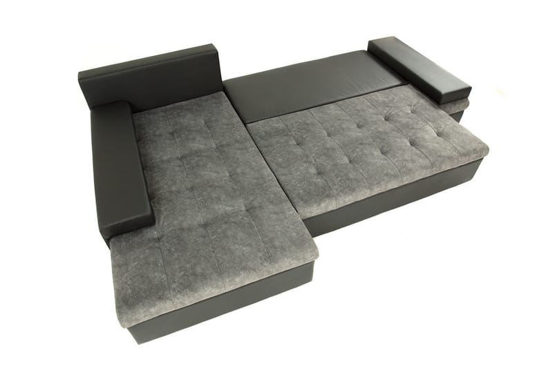 Naoma Hjørnesovesofa Universal 135x216 cm med Opbevaring i Fløjl - Rosa|Grå - Møbler - Sofaer - Sovesofaer