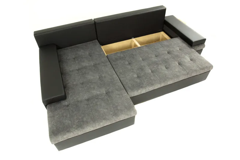 Naoma Hjørnesovesofa Universal 135x216 cm med Opbevaring i Fløjl - Rosa|Grå - Møbler - Sofaer - Sovesofaer