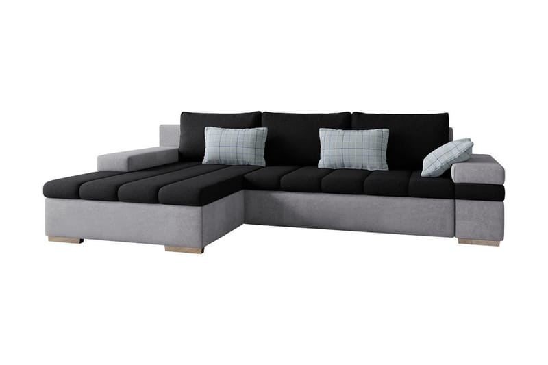 Naoma Sovesofa m. Chaiselong 3-Pers. L-formet - Sort/Grå - Sovesofaer - Sovesofa chaiselong