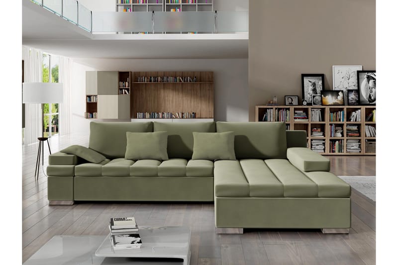 Naoma Sovesofa Med 3-Personers Divan, Grøn