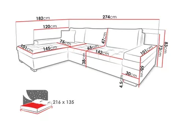 Naoma Sovesofa Med 3-Personers Divan - Sort/Brun - Møbler - Sofaer - Sovesofaer