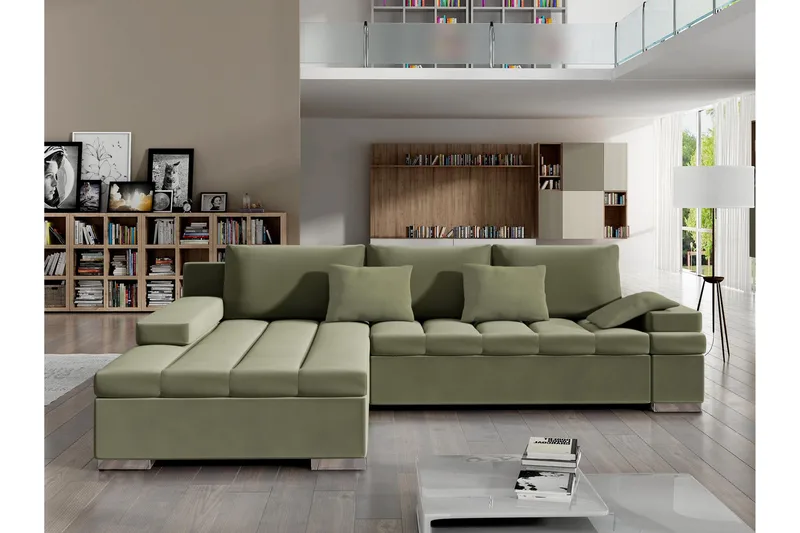 Naoma Sovesofa Med 3-Personers Divan, Grøn