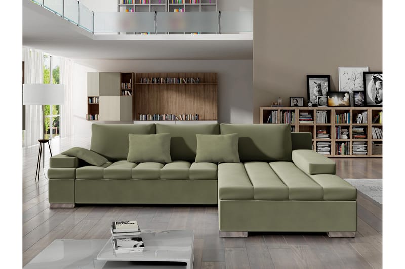 Naoma Sovesofa Med 3-Personers Divan - Grøn - Møbler - Sofaer - Sovesofaer