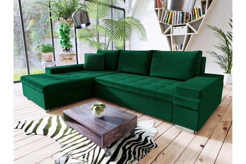 Naoma Sovesofa Med 3-Personers Divan - Sort/Brun - Møbler - Sofaer - Sovesofaer