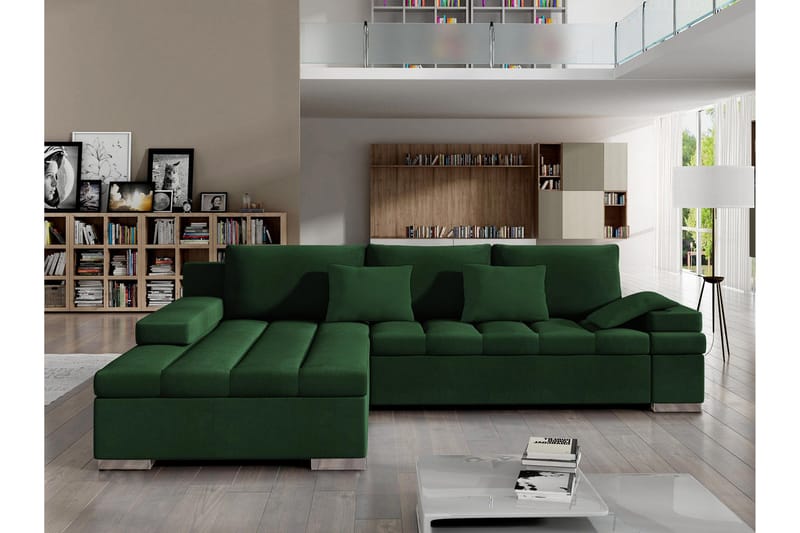 Naoma Sovesofa Med 3-Personers Divan - Grøn - Møbler - Sofaer - Sovesofaer