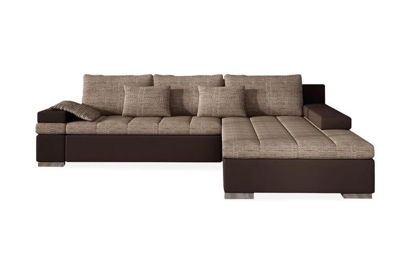 Naoma Sovesofa med Chaiselong Højre, Beige/Brun