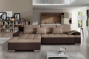 Naoma Sovesofa med Chaiselong Venstre - Beige/Brun - Møbler - Sofaer - Sovesofaer