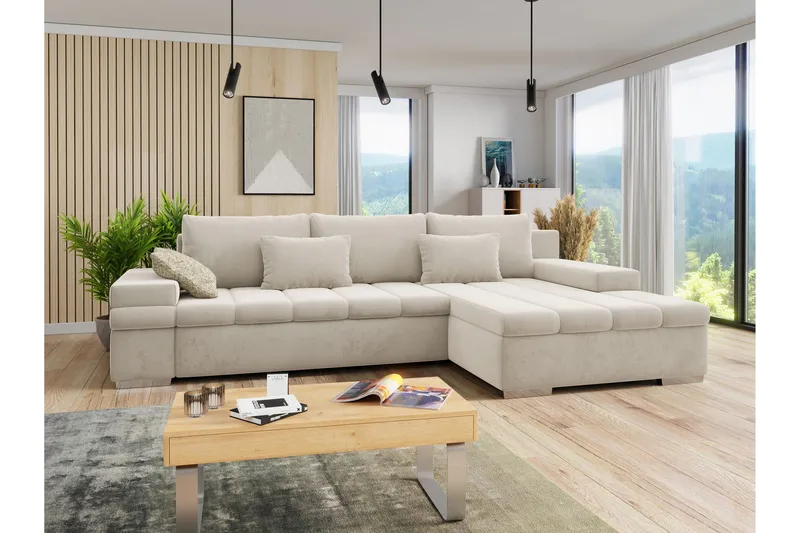 Naoma Sovesofa med Divan 4-sits - Beige - Møbler - Sofaer - Sovesofaer