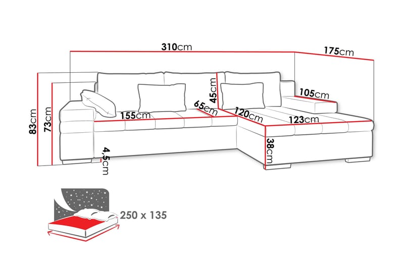 Naoma Sovesofa med Divan 4-sits - Beige - Møbler - Sofaer - Sovesofaer