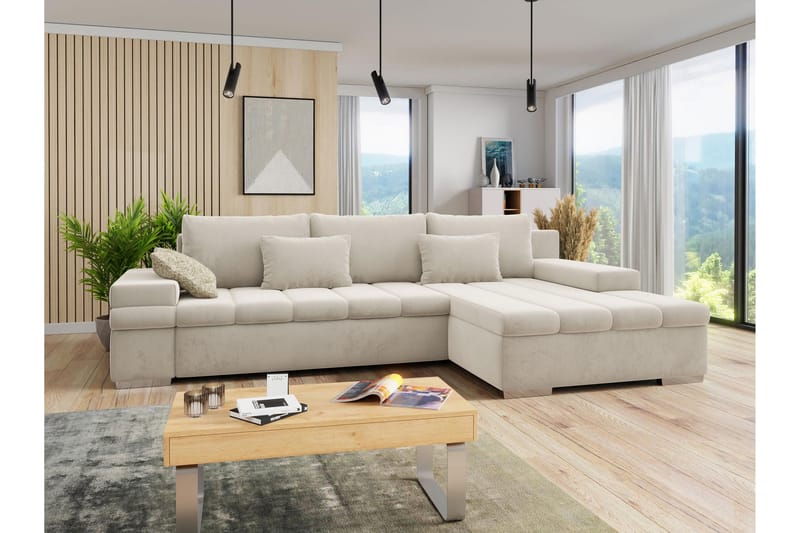 Naoma Sovesofa med Divan 4-sits - Beige - Møbler - Sofaer - Sovesofaer
