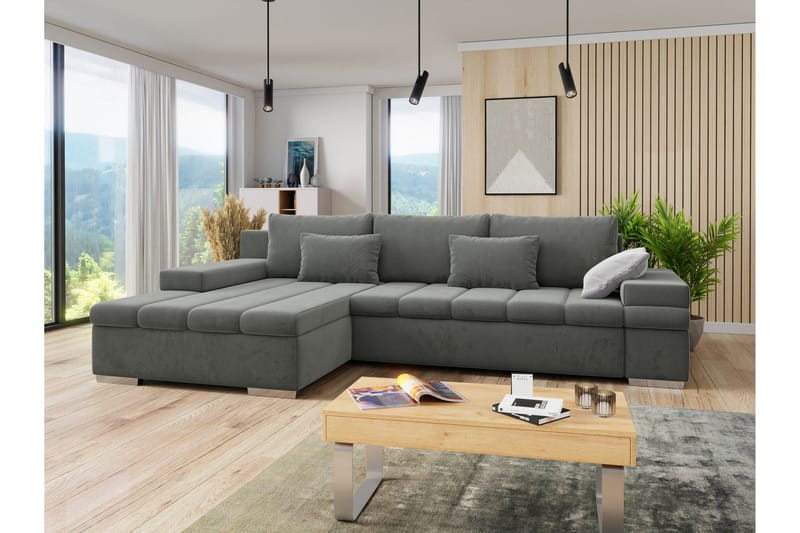 Naoma Sovesofa med Divan 4-sits - Grå - Møbler - Sofaer - Sovesofaer