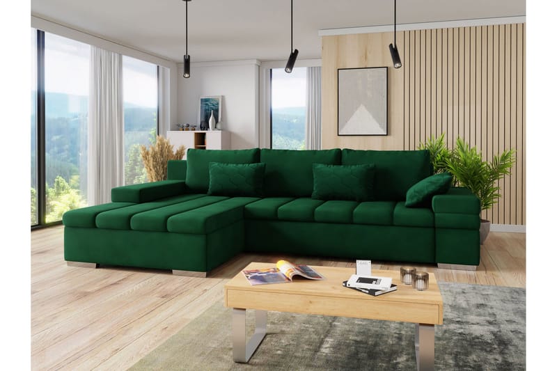 Naoma Sovesofa med Divan 4-sits - Grøn - Møbler - Sofaer - Sovesofaer