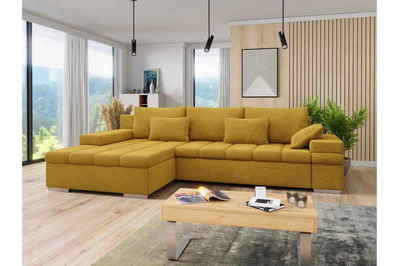 Naoma Sovesofa med Divan 4-sits - Gul - Møbler - Sofaer - Sovesofaer