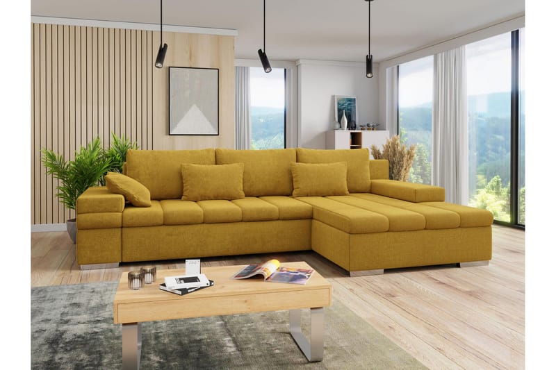 Naoma Sovesofa med Divan 4-sits - Gul - Møbler - Sofaer - Sovesofaer
