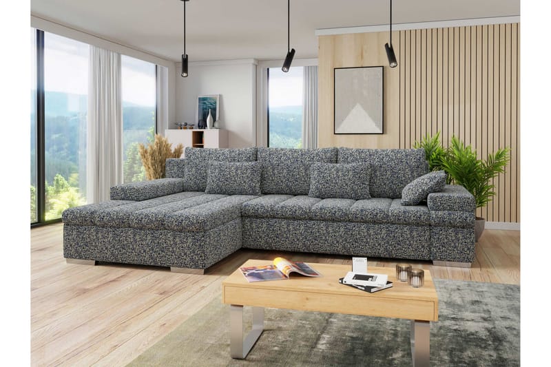 Naoma Sovesofa med Divan 4-sits - Marineblå - Møbler - Sofaer - Sovesofaer