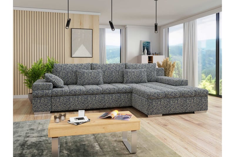 Naoma Sovesofa med Divan 4-sits - Marineblå - Møbler - Sofaer - Sovesofaer