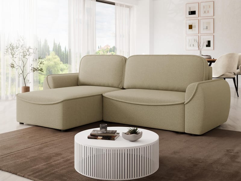 Navrel 3-personers Sovesofa med Chaiselong og Opbevaring - Beige - Møbler - Sofaer - Sovesofaer