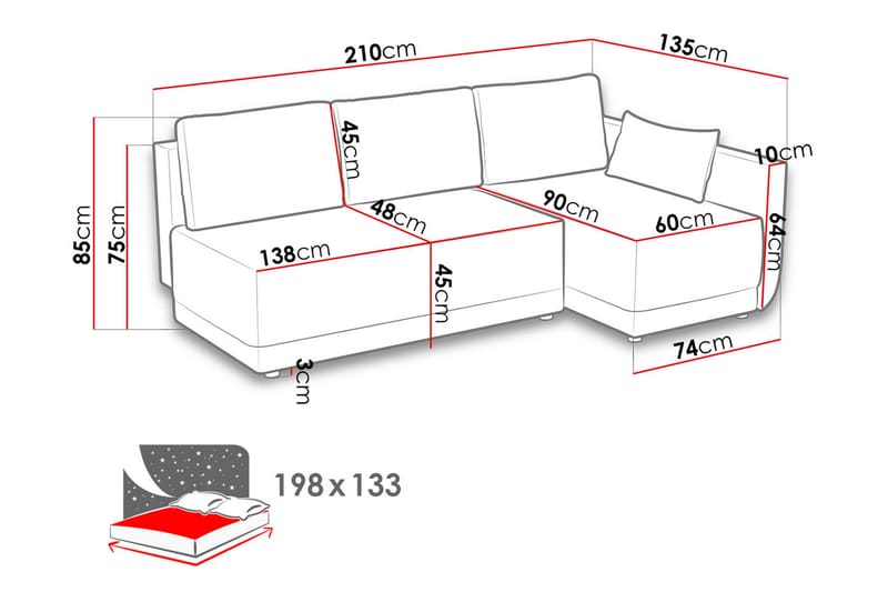 Nestor Hjørnesofa Højre - Grå - Møbler - Sofaer - Sovesofaer
