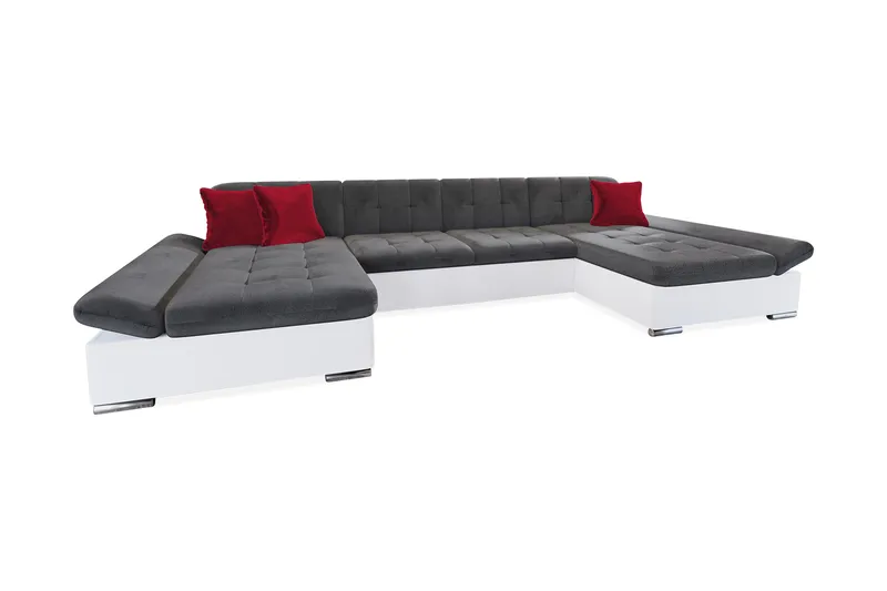 Niesha U-Sovesofa, Grå/Hvid/Rød