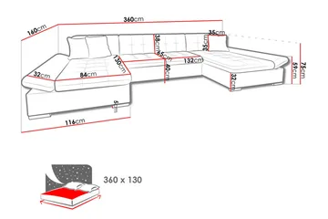 Niesha U-Sovesofa - Sort - Møbler - Sofaer - Sovesofaer
