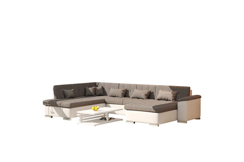 Niko U-sovesofa 350x205x76 cm - Beige / Grå - Sovesofaer - Sovesofa chaiselong - Lædersofaer