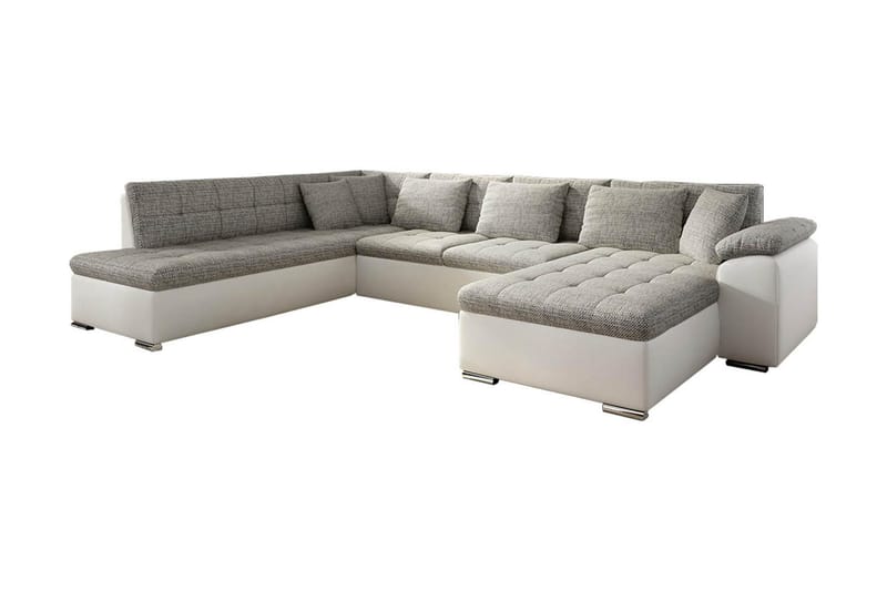 Niko U-sovesofa 350x205x76 cm - Beige / Grå - Sovesofaer - Sovesofa chaiselong - Lædersofaer