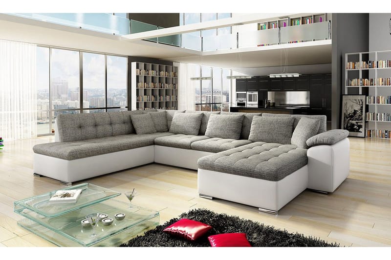 Niko U-sovesofa 350x205x76 cm - Beige / Grå - Møbler - Sofaer - Sovesofaer