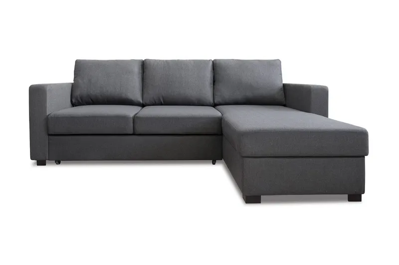 Nina 3-personers Højre L-formet Sovesofa med Chaiselong 130x203 cm i Stof, Mørkegrå
