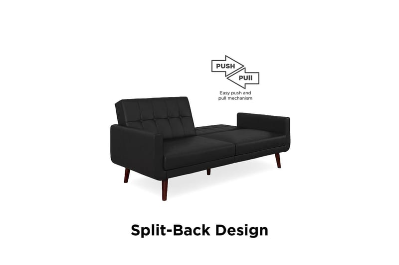 Nola 3-personers Sovesofa Kunstlæder/Sort - Dorel Home - Møbler - Sofaer - Sovesofaer - Bred sovesofa