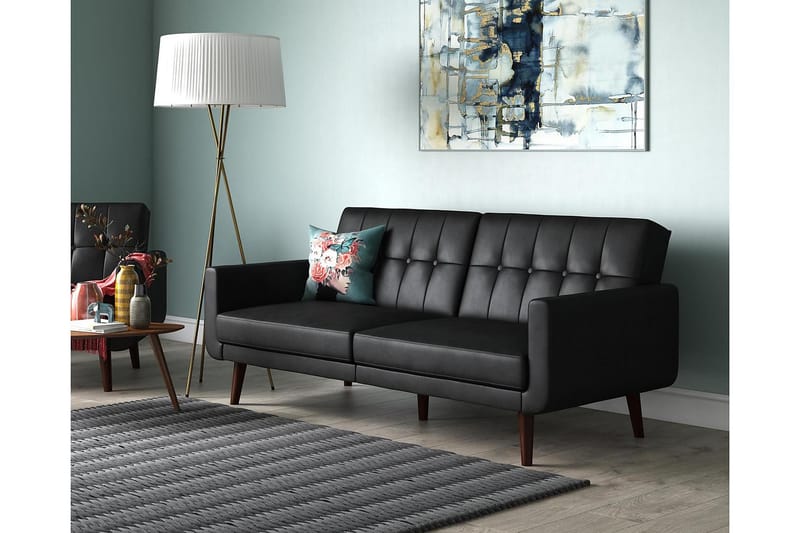 Nola 3-personers Sovesofa Kunstlæder/Sort - Dorel Home - Møbler - Sofaer - Sovesofaer - Bred sovesofa