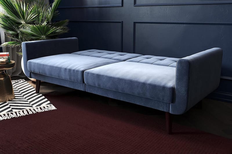 Nola 3-personers Sovesofa Velour/Blå - Dorel Home - Møbler - Sofaer - Sovesofaer - Bred sovesofa