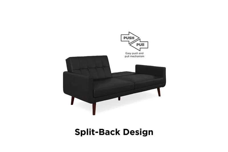 Nola 3-personers Sovesofa Kunstlæder/Sort - Dorel Home - Møbler - Sofaer - Sovesofaer - Bred sovesofa